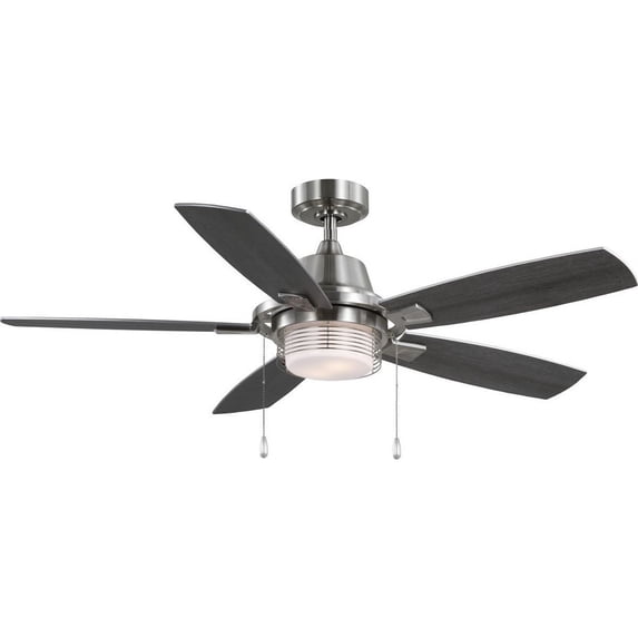 Progress Lighting Freestone 52" 5-Light Brushed Nickel Ceiling Fan with Shatterproof Opal White Shade