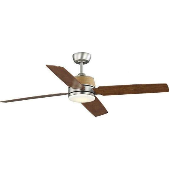 Progress Lighting Shaffer II 4-Light Ceiling Fan, Antique Nickel, Natural Jute Rope, White Opal Glass