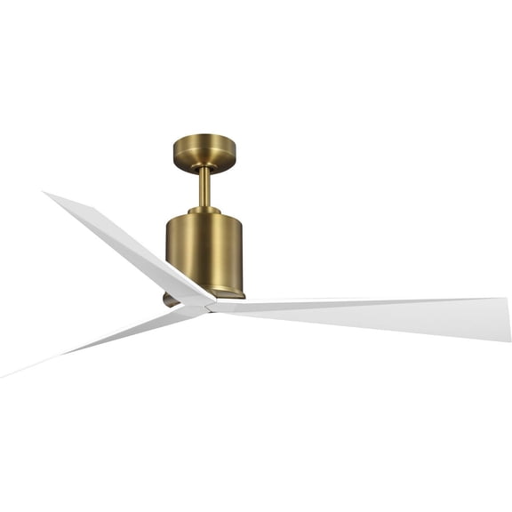 Paso Collection 60-in Three-Blade Vintage Brass Luxe Industrial Ceiling Fan with 6 Speed Remote Control with Wall Bracket and Battery included