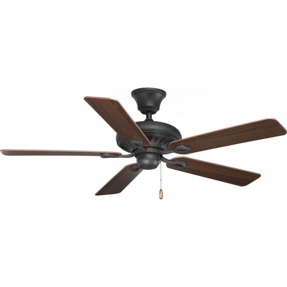 Open Box P2521-80-Progress Lighting-AirPro - 5 Blade Ceiling Fan In Traditional Style-14.63 Inches Tall and 52 Inches Wide-Forged Black Finish-Dark Walnut/Dark