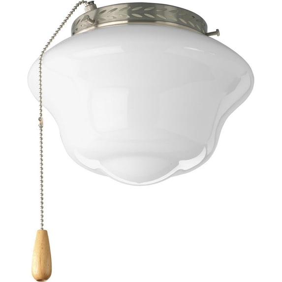 Progress Lighting Airpro Collection, 1-Light Ceiling Fan Light Kit, Brushed Nickel, Schoolhouse Glass Shade