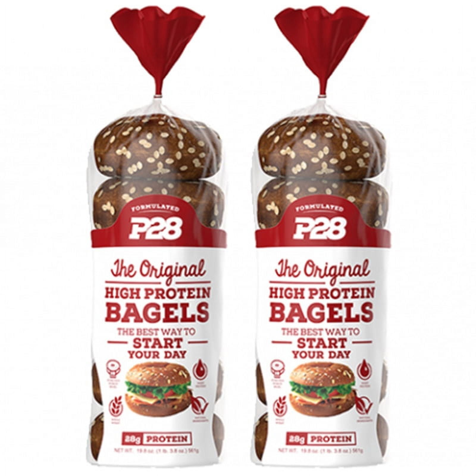 P28 Bagel High Protein Bagel, 28g Protein, 2 Pack, 12 Bagels Total