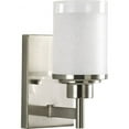 thumbnail image 1 of Progress Lighting Alexa 1-Light Bath Sconce, Brushed Nickel, White Linen Glass Shade, 1 of 4