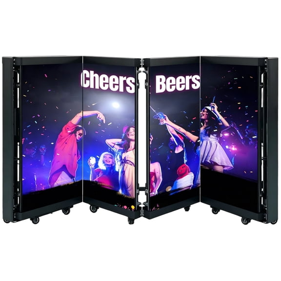 P3.91 LED DJ Booth, 6-Fold DJ Booth, Portable DJ Booth with Wheels for Clubs/Weddings/Events/Parties