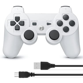 Wireless Controller Compatible with P3, Rechargable Remote Control Gamepad with Charging Cable for P3/PC,White