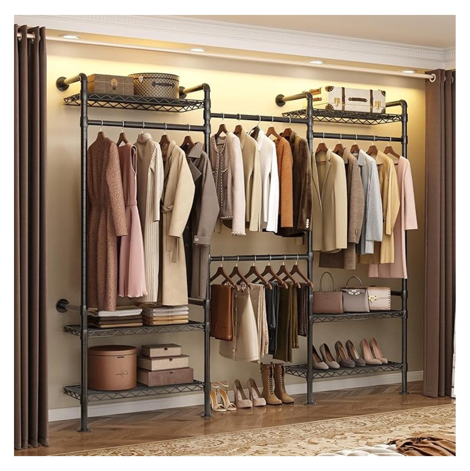 P3 Industrial Pipe Closet System, Wall Mounted Garment Racks with 4 ...