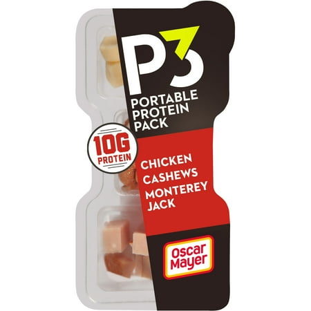 P3 Portable Protein Snack Pack with Chicken, Cashews & Monterey Jack Cheese, 2 oz Tray