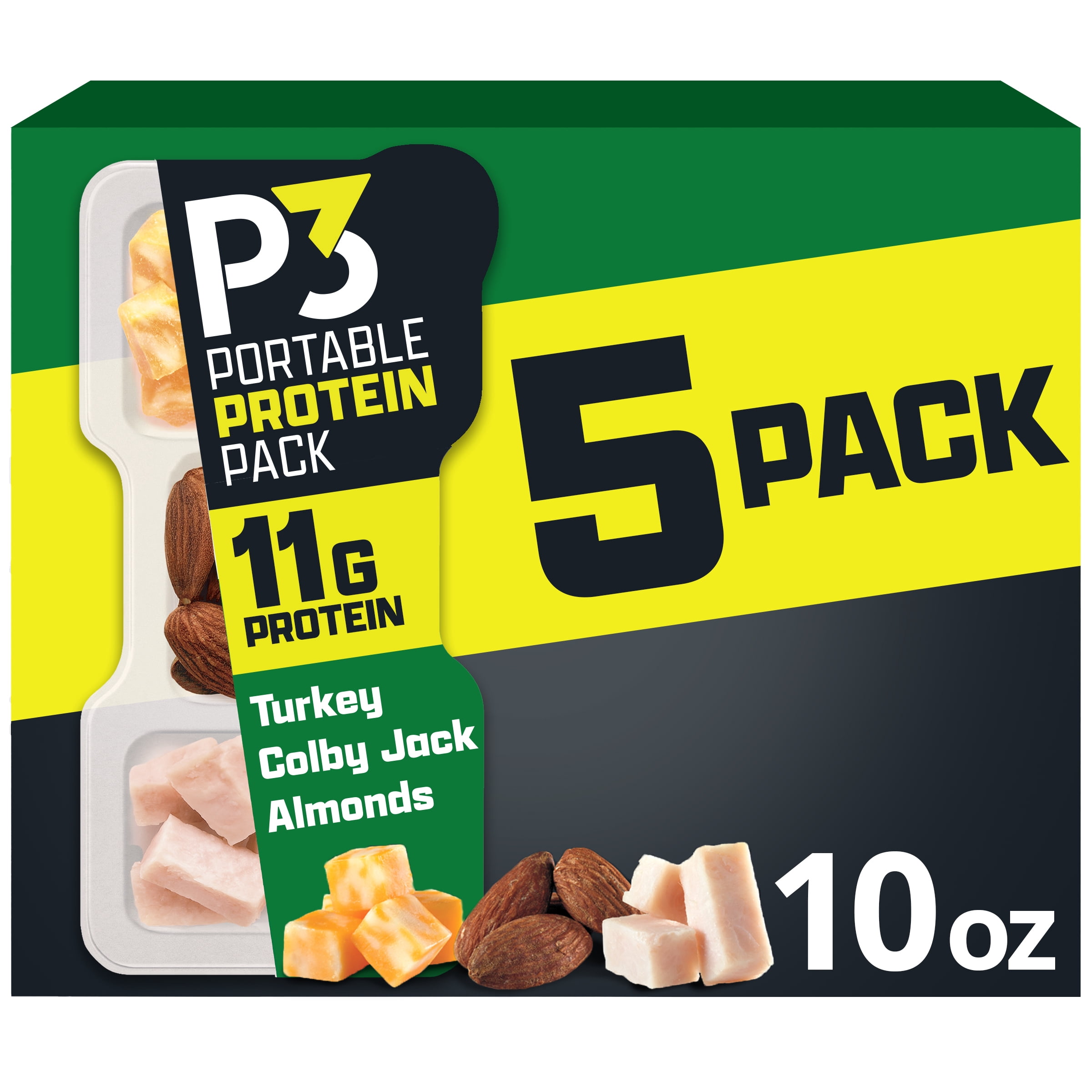 P3 International Turkey Almonds Colby Jack Snack Pack 5 Count 2oz