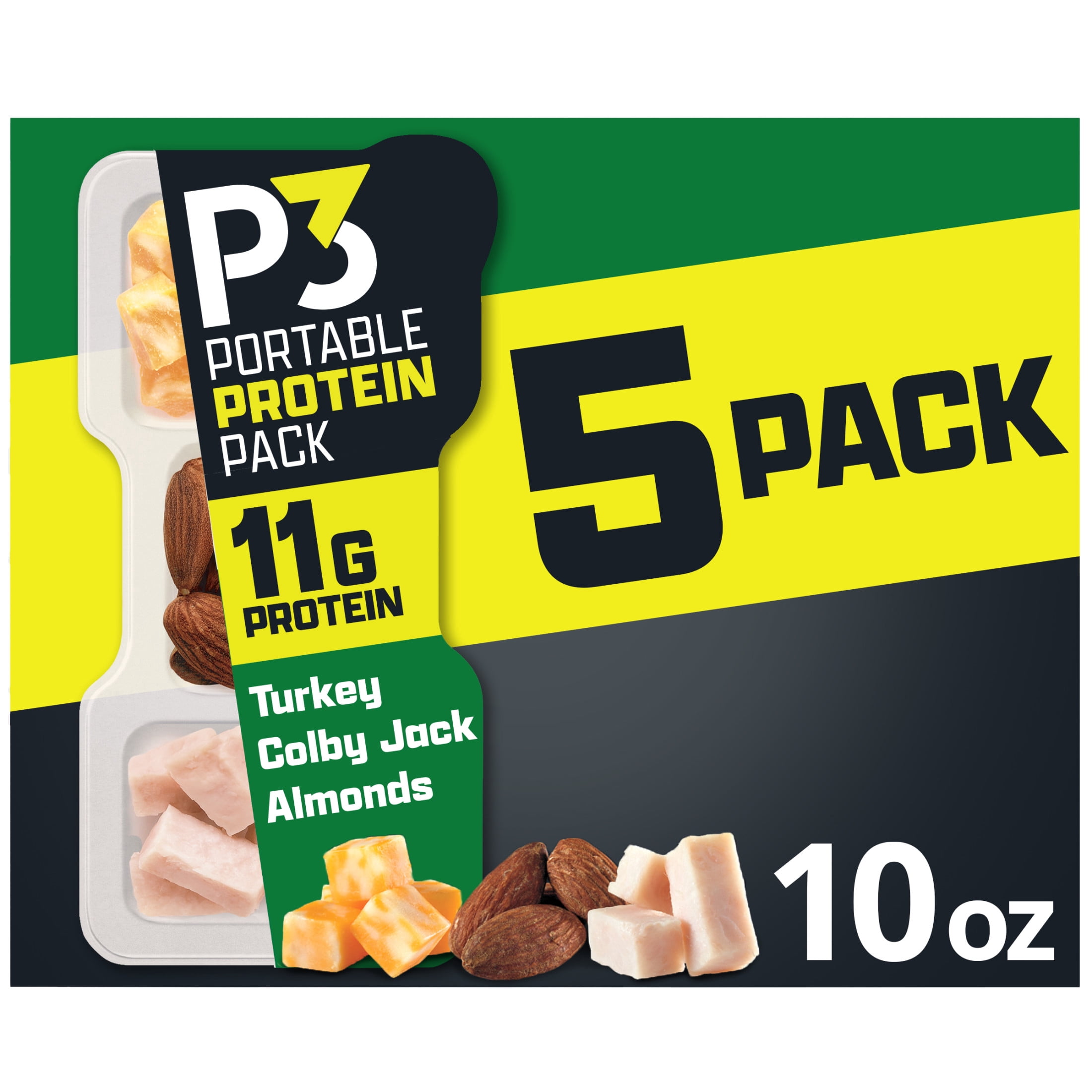 P3 International Turkey Almonds Colby Jack Snack Pack 5 Count 2oz