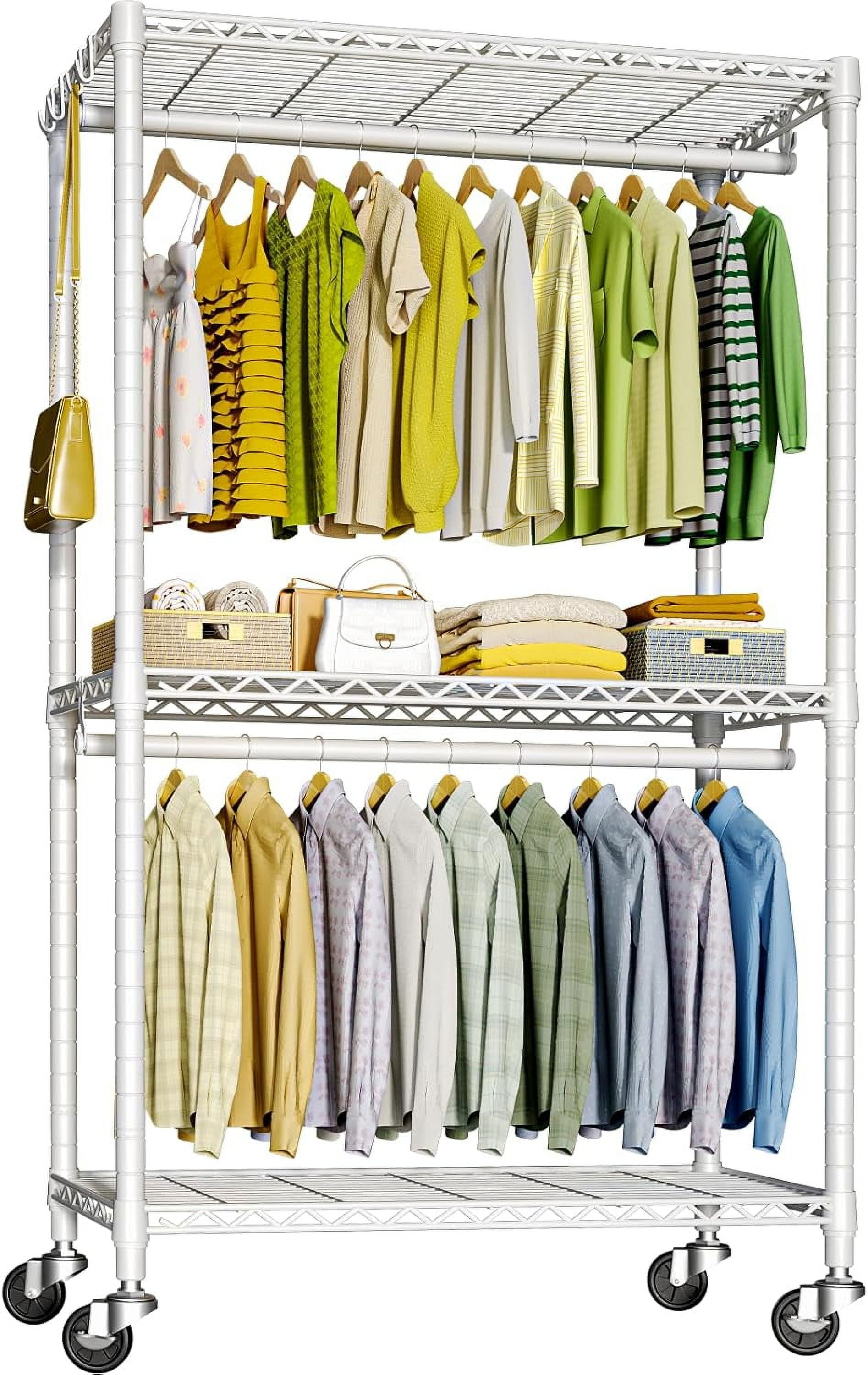 P3 Mini Rolling Clothes Rack, Clothing Racks for Hanging Clothes, Heavy ...