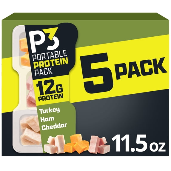 P3 Portable Protein Pack with Turkey, Ham & Cheddar Cheese, 5 Count ...