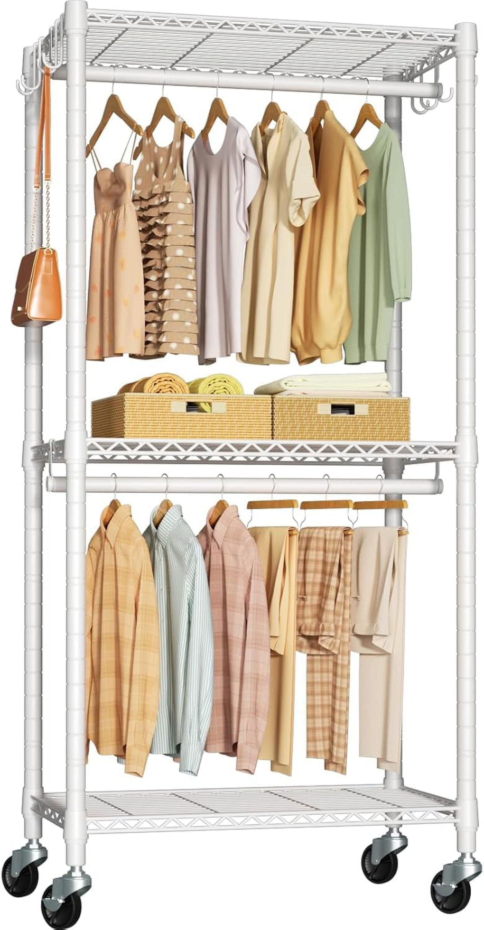 P3 Rolling Clothes Rack, Clothing Racks for Hanging Clothes, Heavy Duty ...