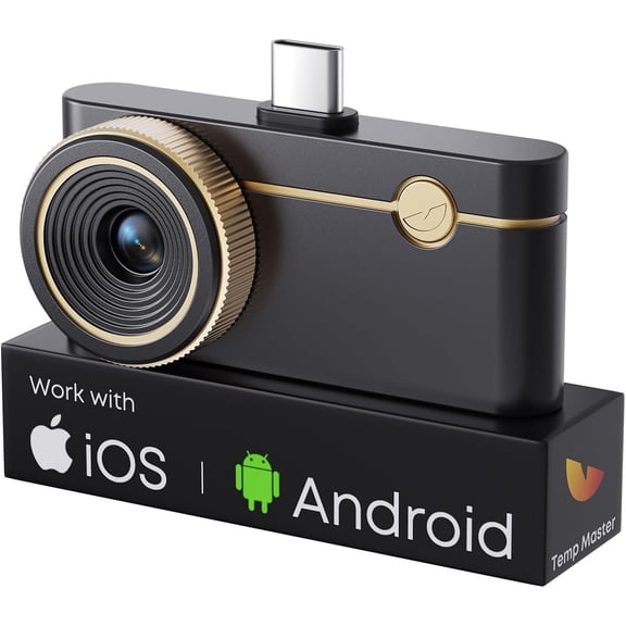 P3 - Thermal Camera for iOS & Android, 8mm Macro Vision Infrared Imager w/Manual Lens, 512x384 Super Ir Resolution, 3.6 Accuracy, 35mk NETD, Work for Home PCB Inspection, Black