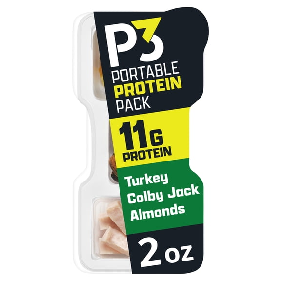P3 Portable Protein Pack Turkey, Almonds, Colby Jack Cheese, 2 oz Tray