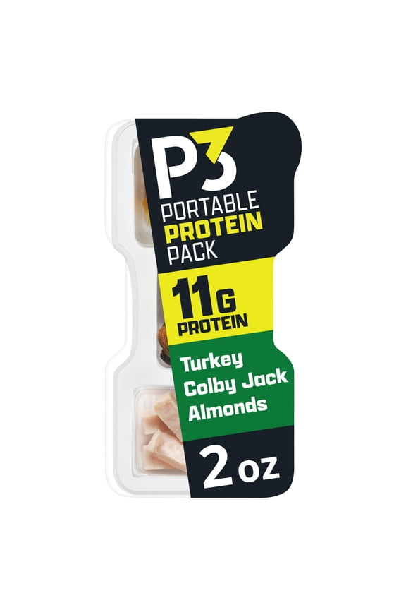 P3 Portable Protein Pack Turkey, Almonds, Colby Jack Cheese, 2 oz Tray
