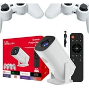 P30 Max Projector and Game + 2 Wireless Controllers, P30 Max Smart Gaming Projector with Built in Apps and Games, Portable Mini Projector with Wifi and Bluetooth, 4k HD Auto Keystone Video Projector