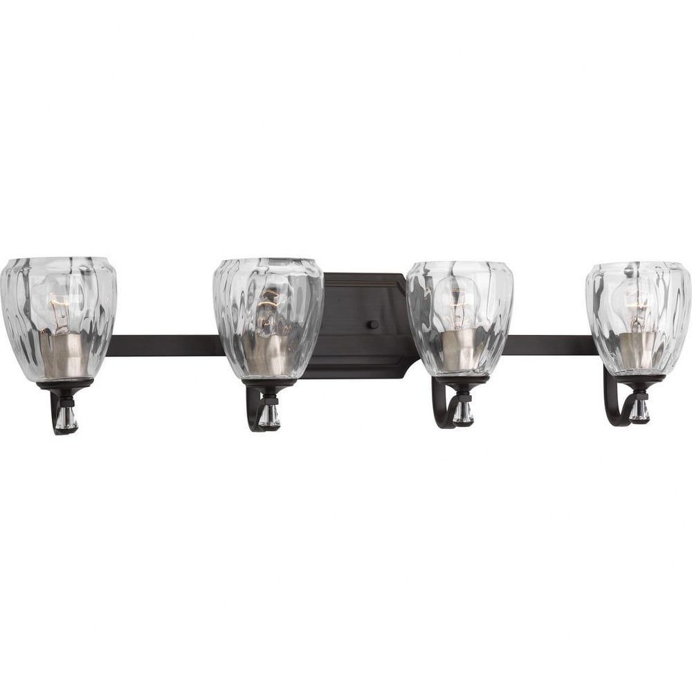 Anjoux Antique Bronze 4-Light Vanity Fixture with Clear Glass Shades