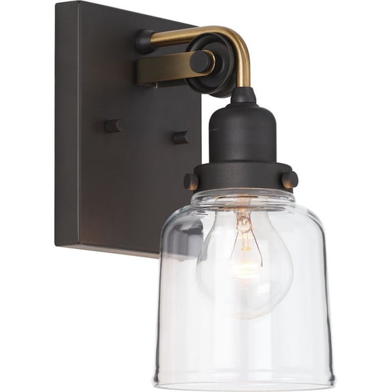 P300226-143-Progress Lighting-Rushton - 1 Light - Bell Shade in Farmhouse style - 5 Inches wide by 9.5 Inches high-Graphite Finish