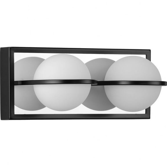 Progress Lighting Pearl 2-Light LED Modern Bath Vanity Light, Steel, Matte Black, Opal Glass