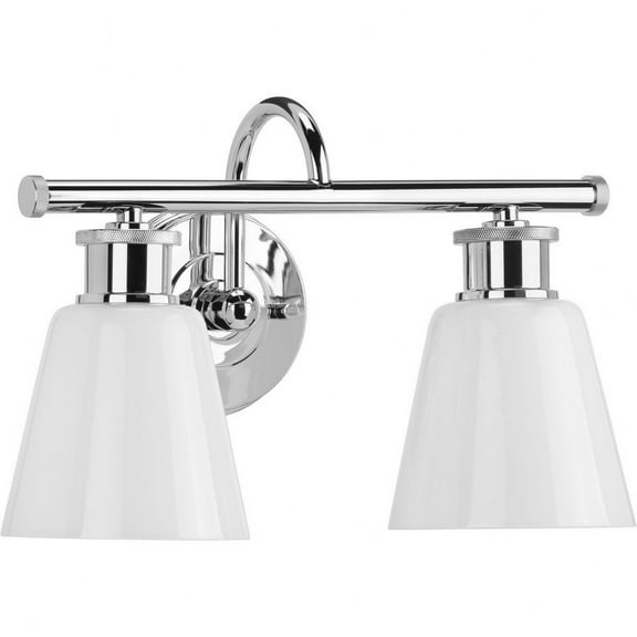 Progress Lighting Ashford 2-Light Brushed Nickel Opal Glass Farmhouse Bath Vanity Light