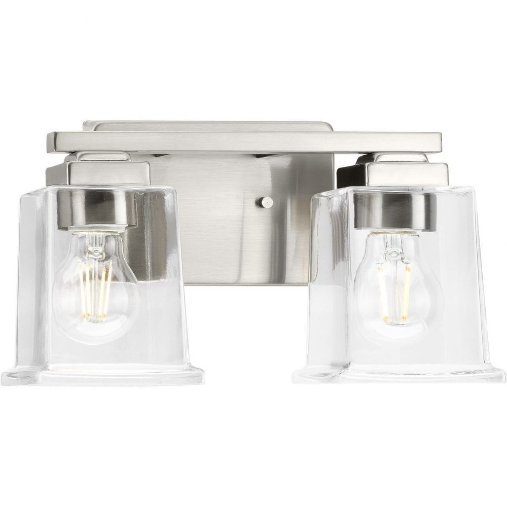 Gilmour Brushed Nickel 2-Light Vanity with Clear Glass Shades