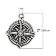 thumbnail image 1 of P309 - 10 pcs. Antique Silver Compass Navigational Charms Pendants - 21mm x 17mm, 1 of 2