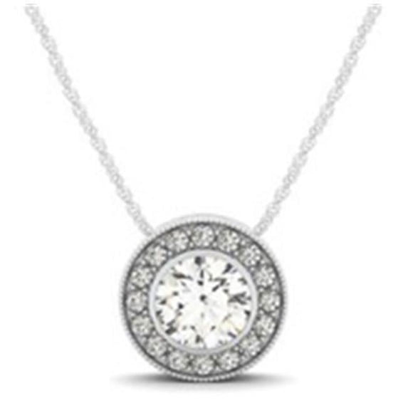 P31371Dia .50-14W H-Si-2 14K White with Round Pendants, Natural Diamond - 0.37ct