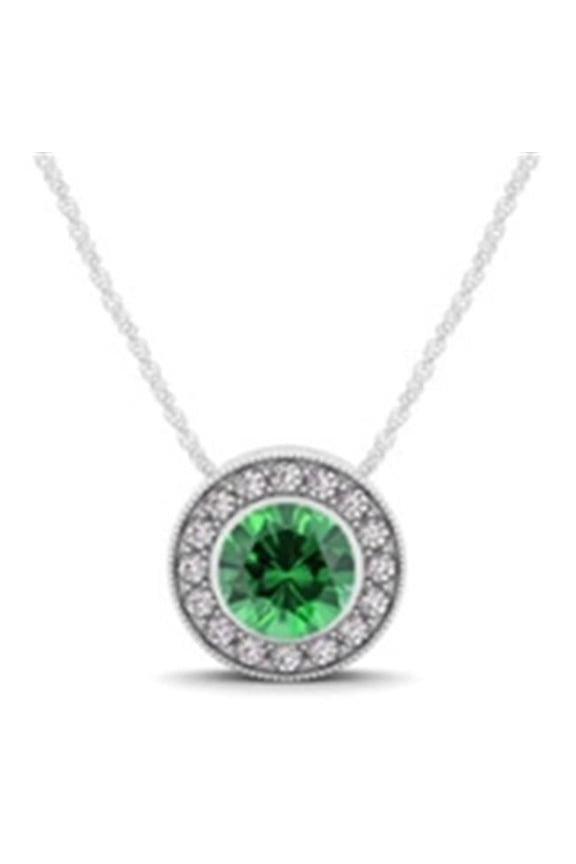 P31371EM .50-14W G-VS-2 14K White with Round Pendants, Natural Emerald - 0.37ct
