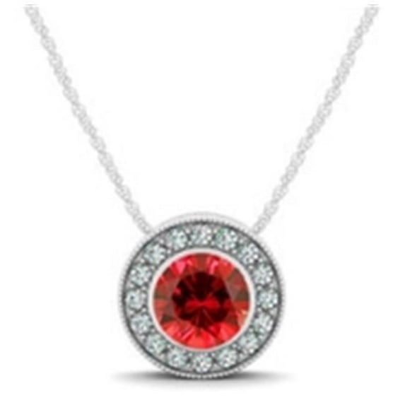 P31371RB .50-14W G-VS-2 14K White with Round Pendants, Natural Rubilite - 0.37ct
