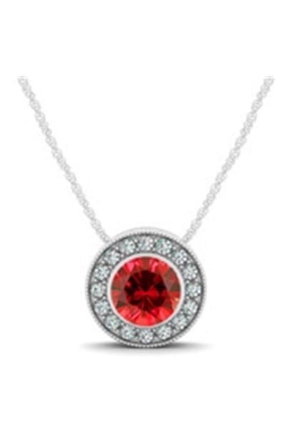 P31371RB .50-14W H-Si-2 14K White with Round Pendants, Natural Rubilite - 0.37ct
