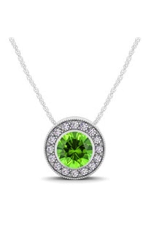 P31371pr .50-14W G-VS-2 14K White with Round Pendants, Natural Pridot - 0.37ct