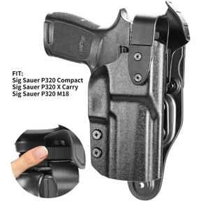 P320 Duty Holster Level II Retention w/Hook Guard & Rotating Hood: Sig Sauer P320 Compact M18