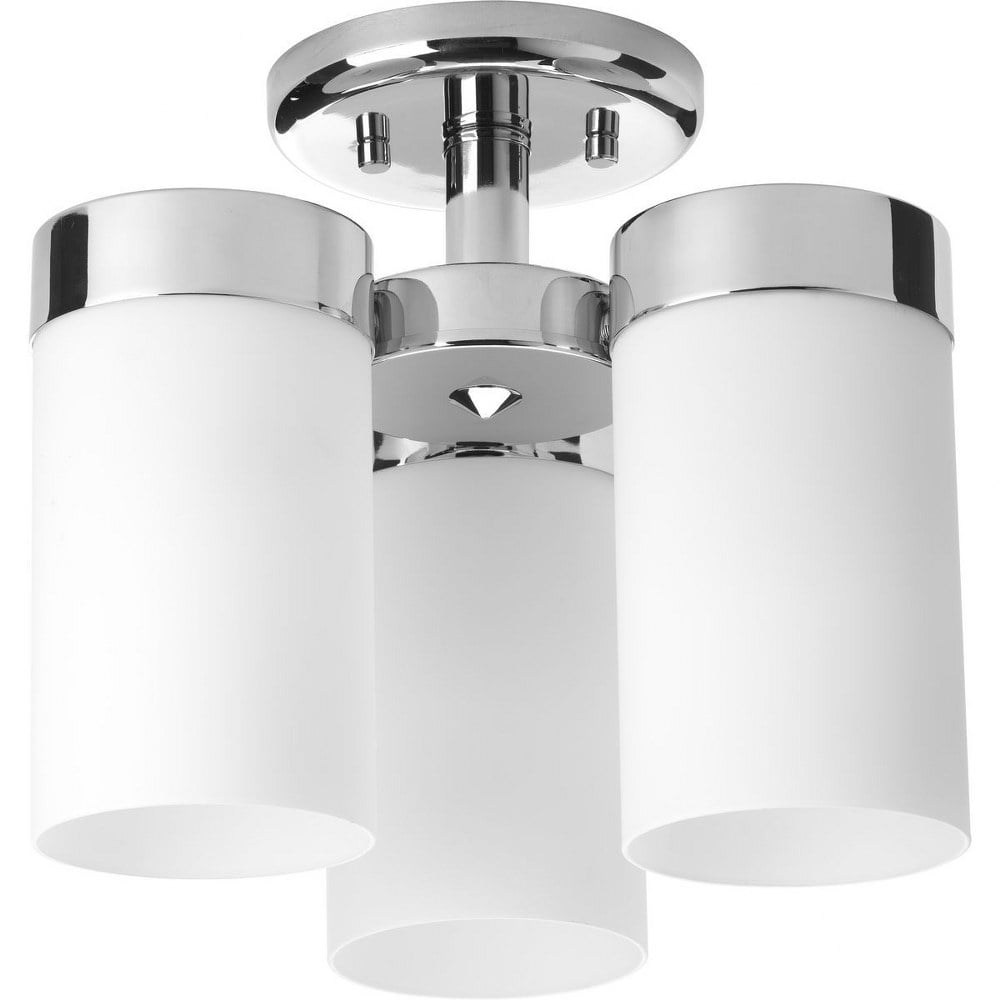 Polished Chrome 3-Light Glass Semi-Flush Mount