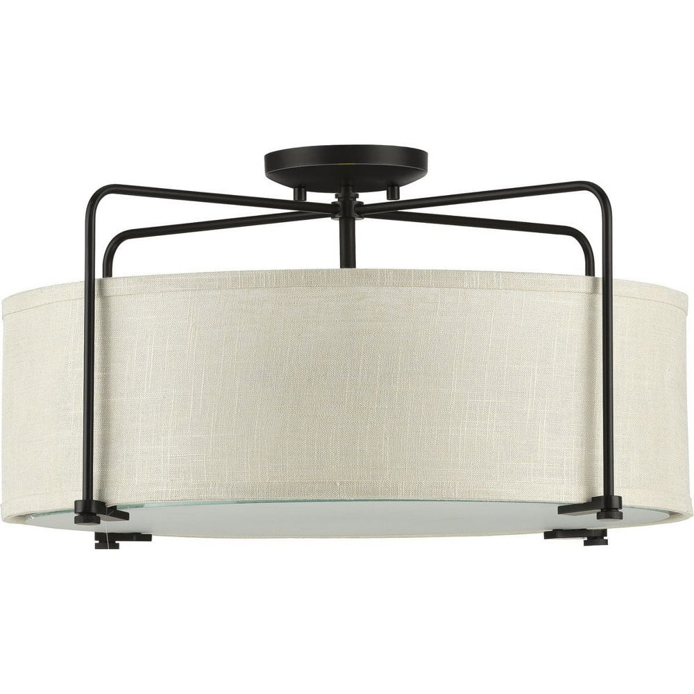 Open Box P350110-020-Progress Lighting-Kempsey - 11 Inch Height - Close-to-Ceiling Light - 3 Light - Flat Round Shade - Line Voltage-Antique Bronze Finish