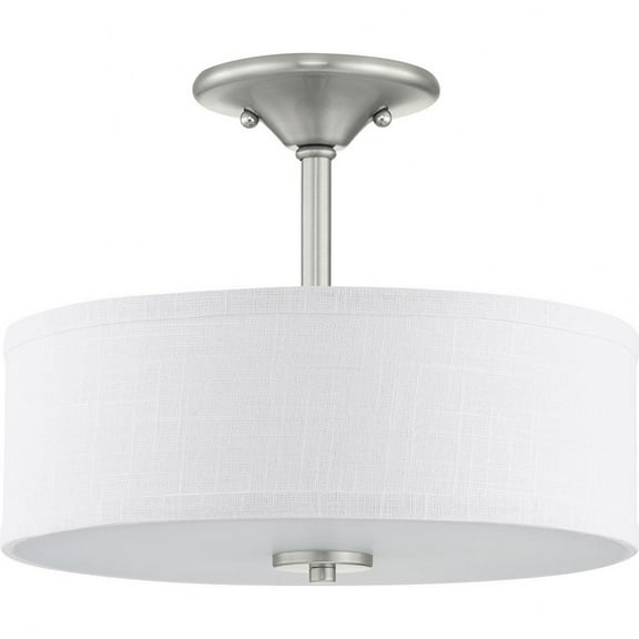 Progress Lighting, Inspire Collection, 2-Light Semi-Flush, Brushed Nickel, Etched Glass with Summer Linen Shade