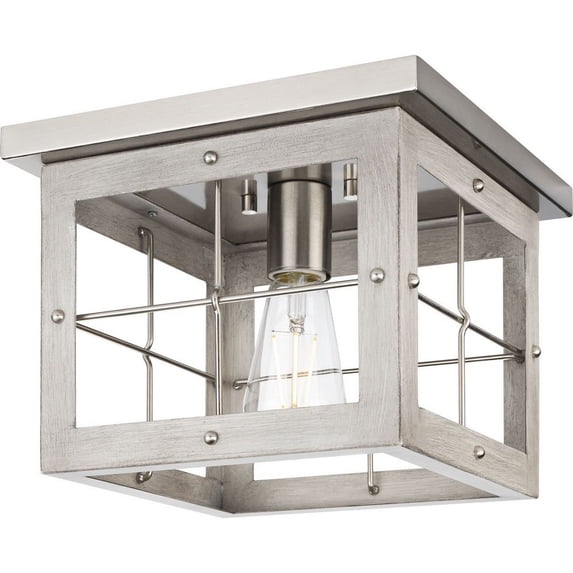 P350197-009-Progress Lighting-Hedgerow - 1 Light Flush Mount-Brushed Nickel Finish