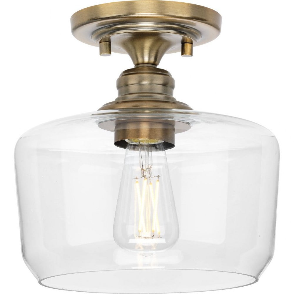 Vintage Brass Glass Indoor/Outdoor Flush Mount Light