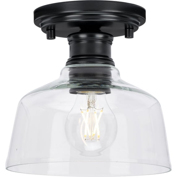 P350226-31M-Progress Lighting-Singleton - 1 Light Small Semi-Flush Mount In Farmhouse Style-7 Inches Tall and 7.62 Inches Wide-Matte Black Finish