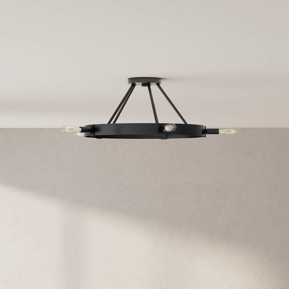 Progress Lighting Breckenridge 5-Light Flush Mount Matte Black Steel Ceiling Light, No Shade