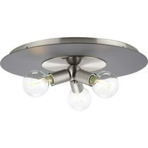 Progress Lighting Trimble 3-Light Flush Mount, Brushed Nickel, Flat Disc Shade