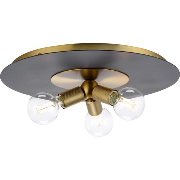 Progress Lighting, Trimble Collection, 3-Light Flush Mount, Brushed Bronze, Flat Disc Shade