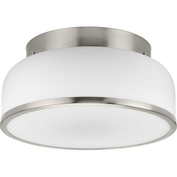 Progress Lighting Parkhurst 2-Light Flush Mount, Brushed Nickel, Etched Glass - Elegant, Softly Structured Design