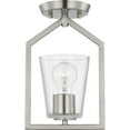 thumbnail image 1 of Progress Lighting Vertex 1-Light Semi-Flush Mount, Brushed Nickel, Clear Glass Shade, 1 of 10