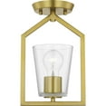 thumbnail image 1 of Progress Lighting, Vertex Collection, 1-Light Semi-Flush Mount, Brushed Gold, Clear Glass Shade, 1 of 10