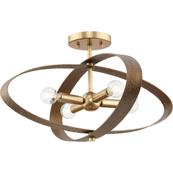 P350280-205 Progress Lighting Allegheny - 4 Light Flush Mount-12.12 Inches Tall and 24 Inches Wide-Soft Gold Finish