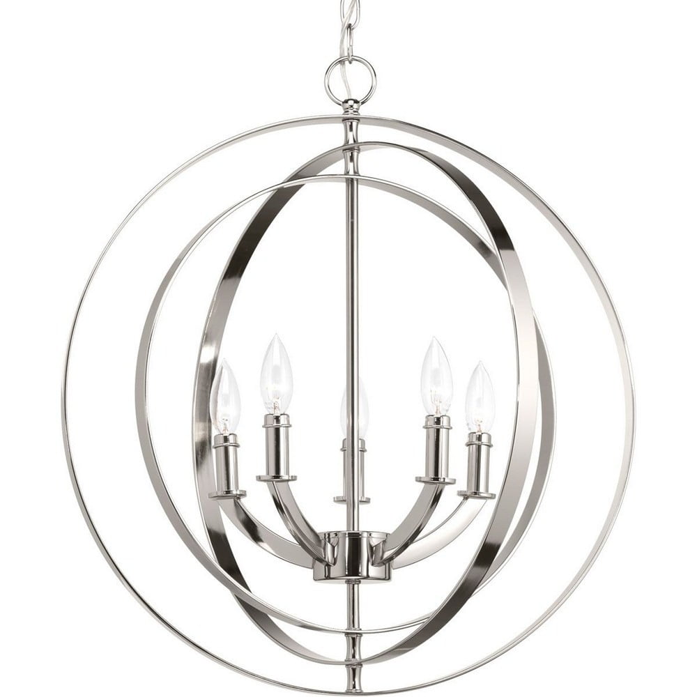 Polished Nickel 5-Light Sphere Chandelier Pendant