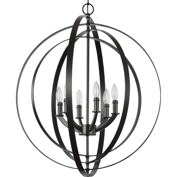 P3889-31-Progress Lighting-Equinox - 6 Light in Luxe and New Traditional and Transitional style - 27.75 Inches wide by 30 Inches high-Black Finish