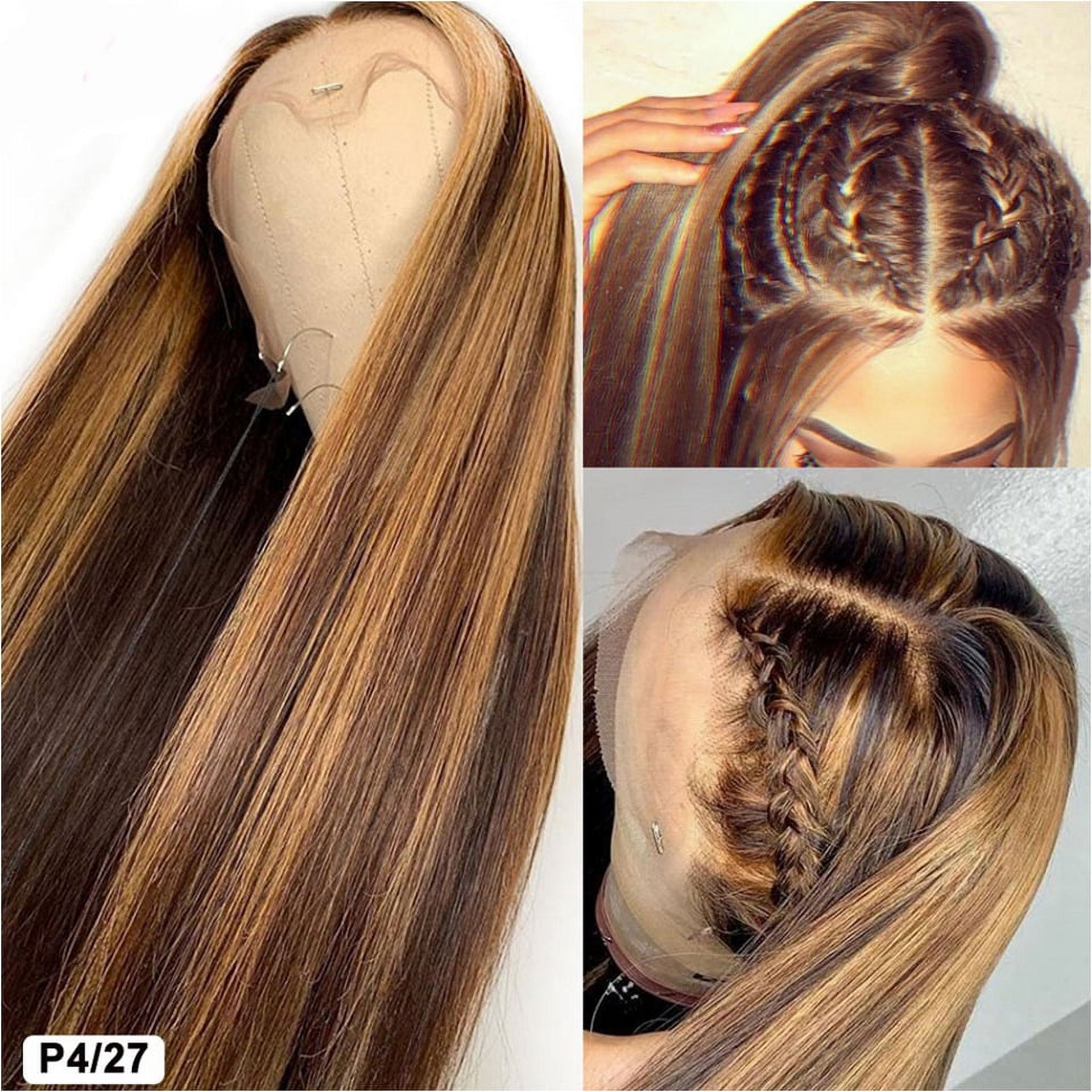 P4/27 Highlight 13x4 Lace Front Wig Brazilian Straight Human Hair Wig for Women Ombre Lace Frontal Wig Pre Plucked With Baby Hair 16 inch