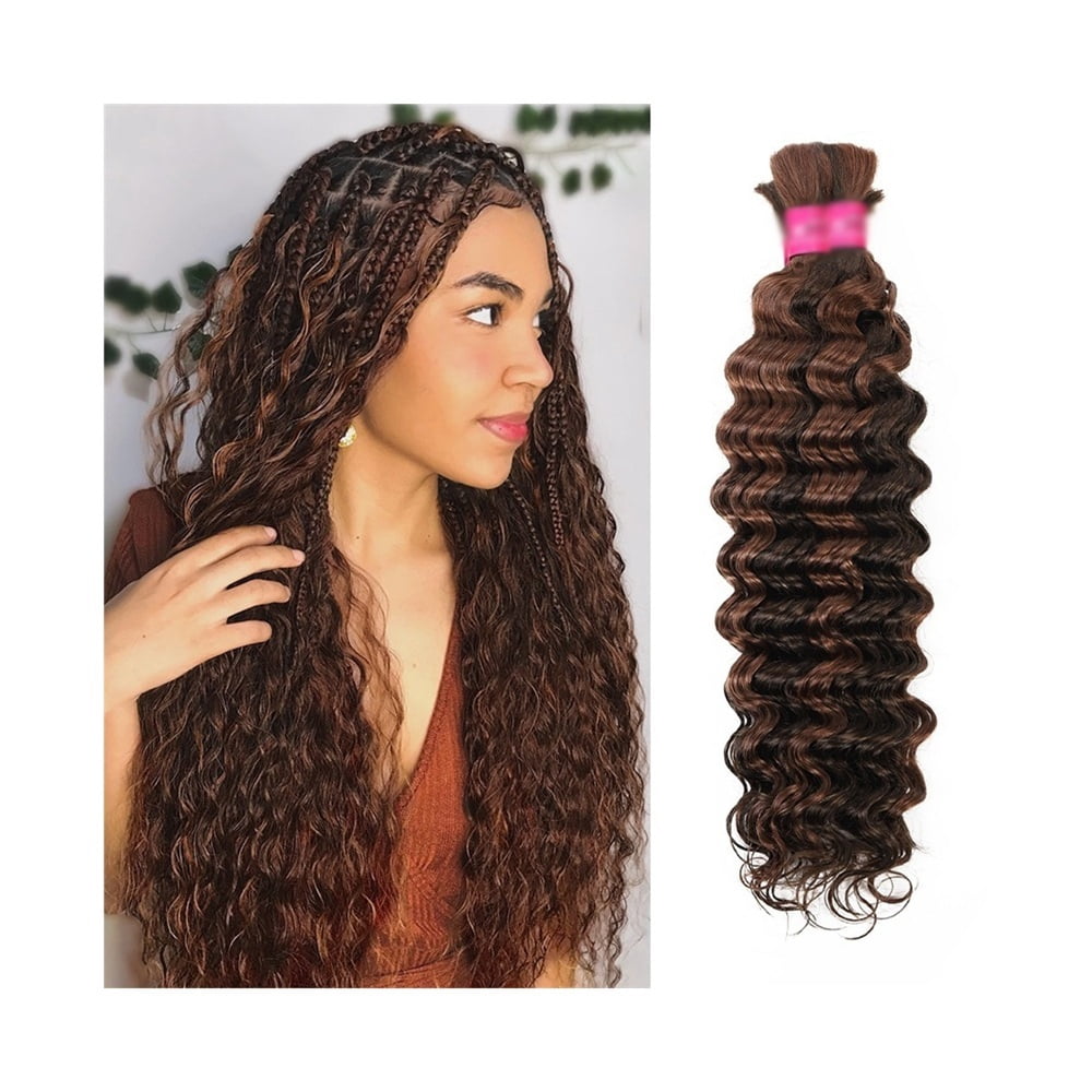 P4/30 Highlight Braiding Human Hair Deep Wave Bulk Hair Bundles for Boho Braids No Weft