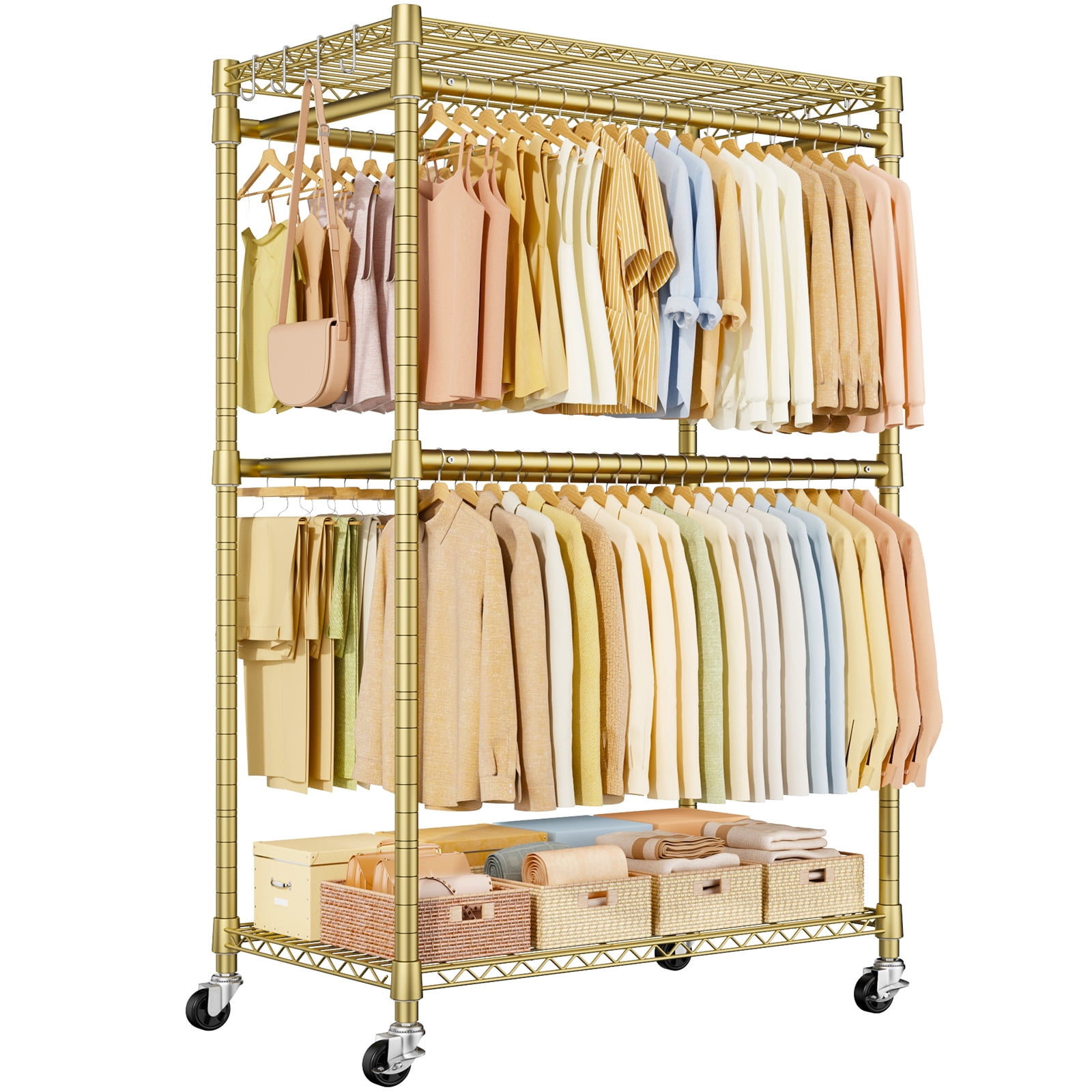 Simple Temporary Clothes Rack P4 Plus Rolling Clothes Rack Heavy Duty,Rolling Clothes Rack, Clothing ...
